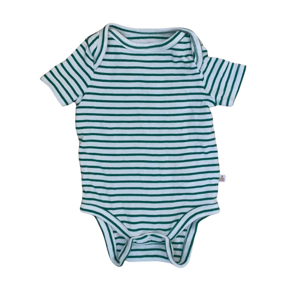 baby GAP Short Sleeved Bodysuit Green White Striped Newborn Baby 0-3M